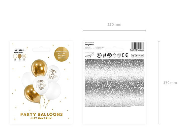 Balony gumowe 30cm Happy Birthday To You 6szt SB14P-305-000-6 PartyDeco
